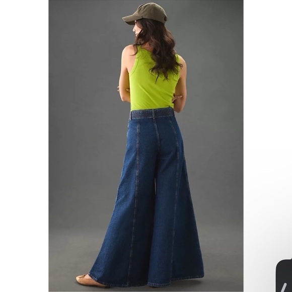 Anthropologie Farm High Rise Wide Leg Rio Palazzo Jeans Blue Denim Size 23 NWT - Picture 2 of 10